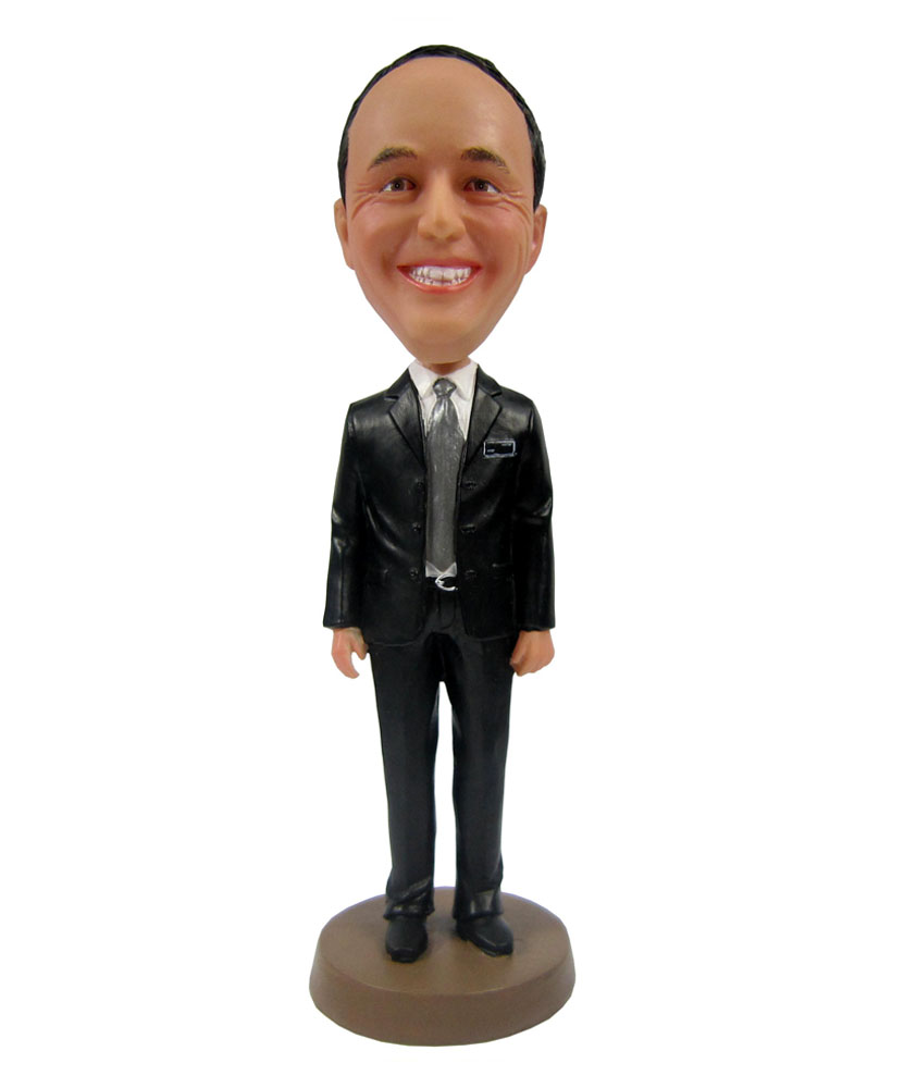 Black Suit Businessman Bobblehead Doll B244