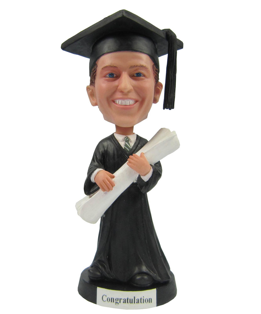 Graduation Male Holds Degree Bobblehead for Sale