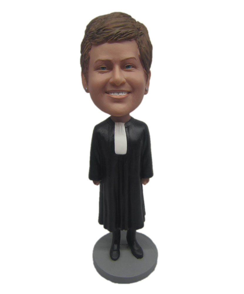 Customized Bobblehead Brown Hair Female in Long Suit