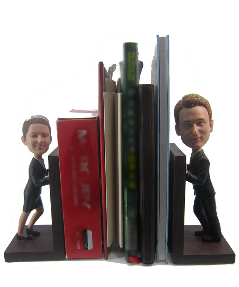 Couple Bobble Head Figurine Book Holder D002