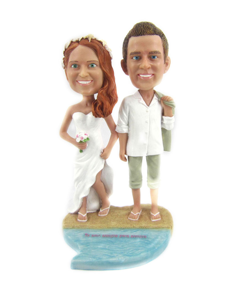 Custom Wedding Bobbleheads Casual Bride and Groom