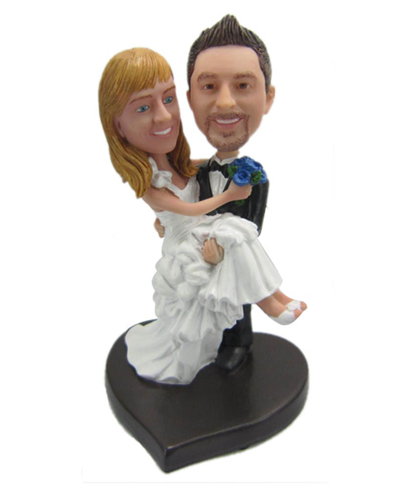 Holding The Bride Wedding Custom Bobble Head Dolls