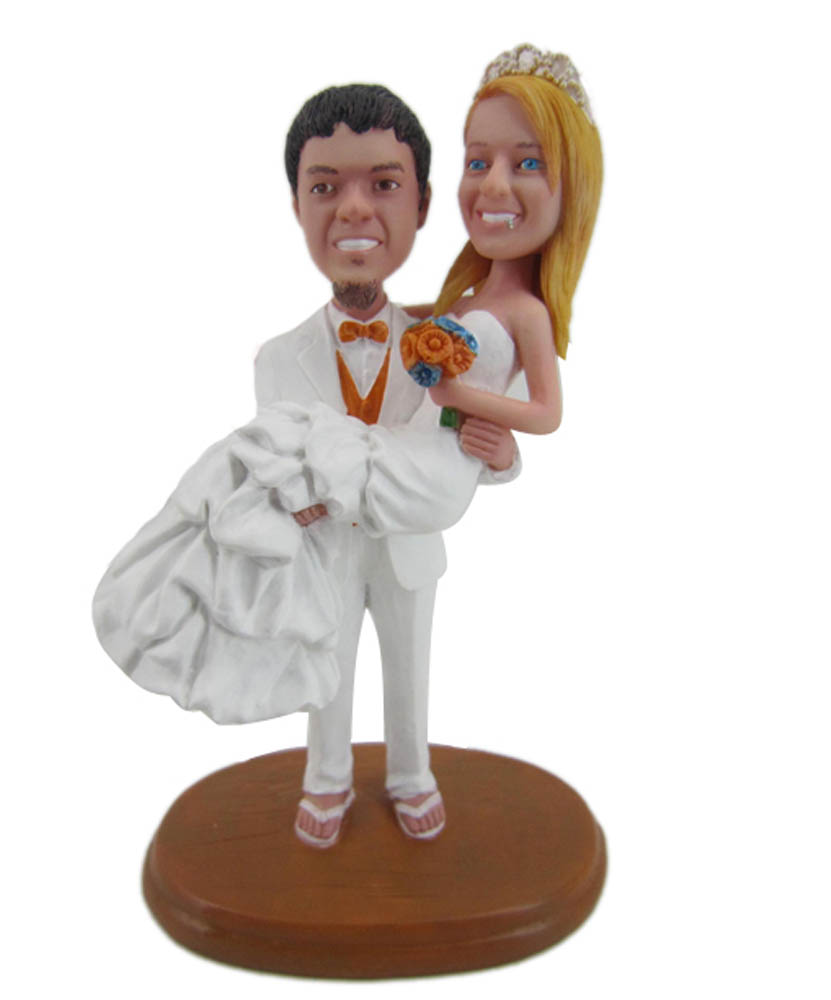 Carry the Bride Bobblehead Wedding Cake Toppers