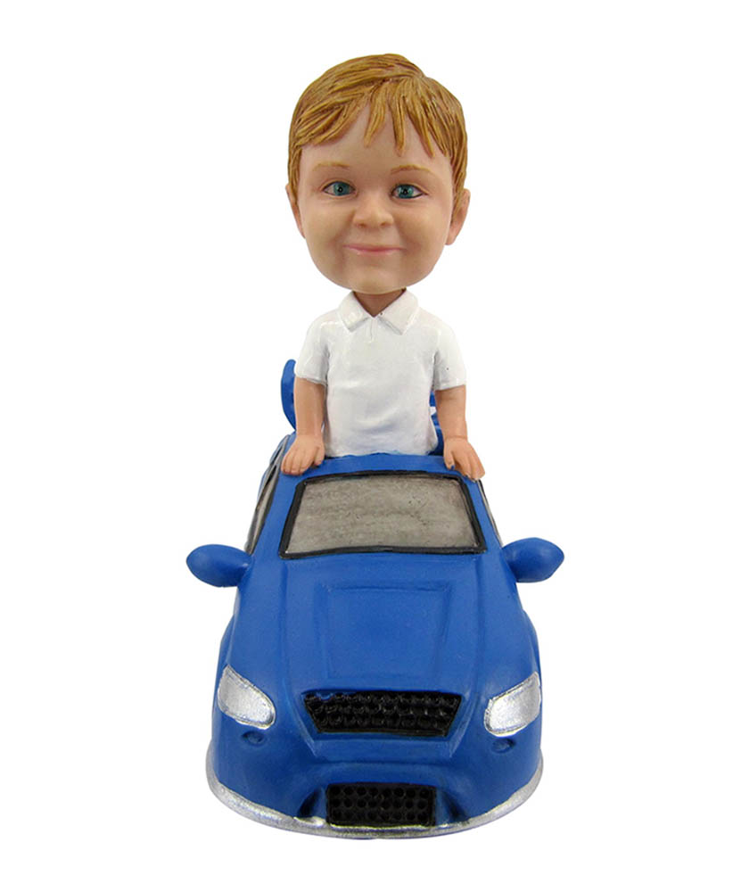 car bobbleheads male in a porsche bobblehead doll