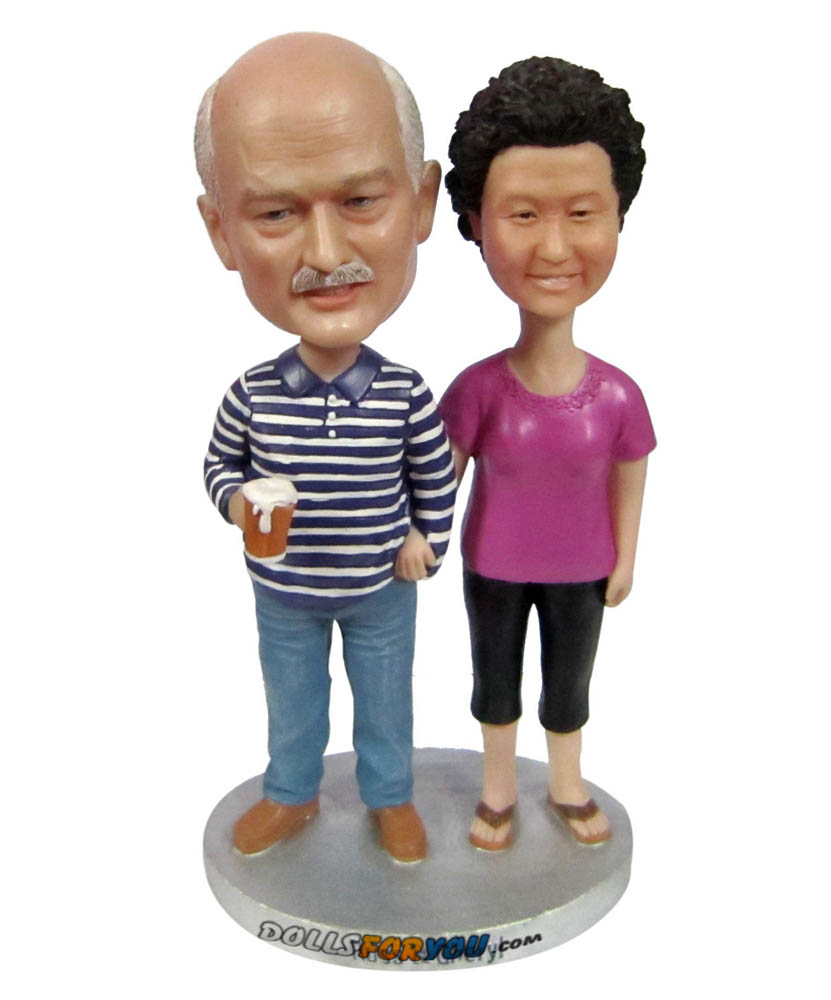 father and mother wedding anniversary casual bobblehads