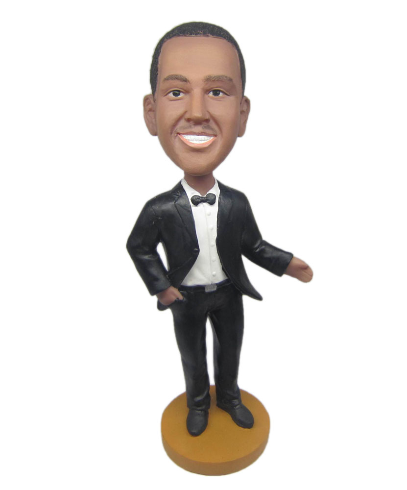 Customizable bobbleheads groomsman with bow tie