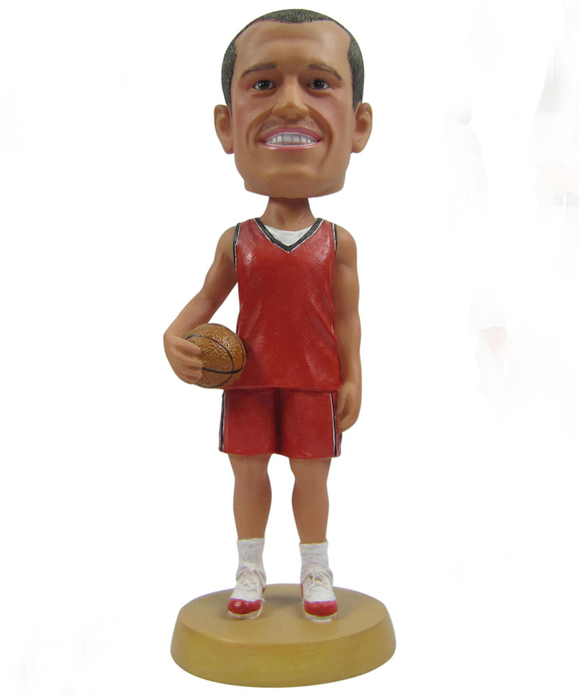 custom basketball bobbleheads with red uniform