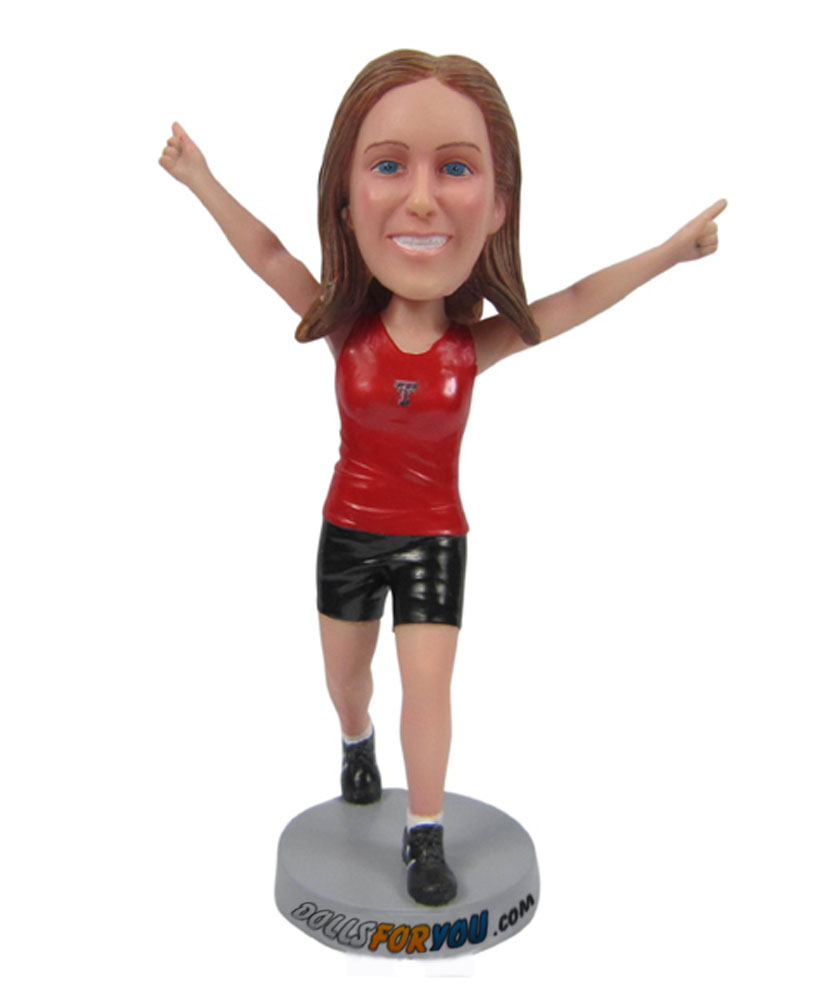 Running Woman With Red Short Bobbleheads B297