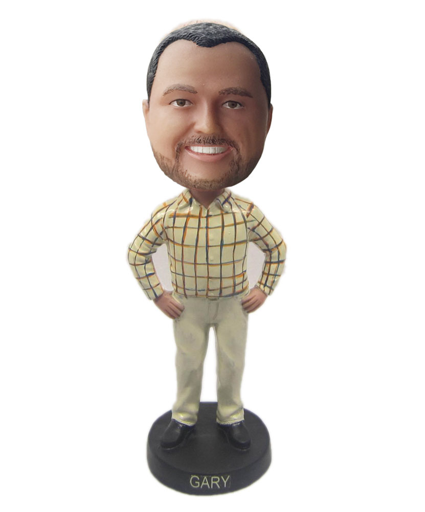 Bobblehead custom cheap stand with arms akimbo khakis B235