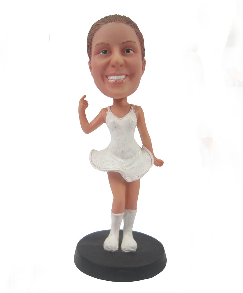 funny bobbleheads with white skirt and sweet smile G057
