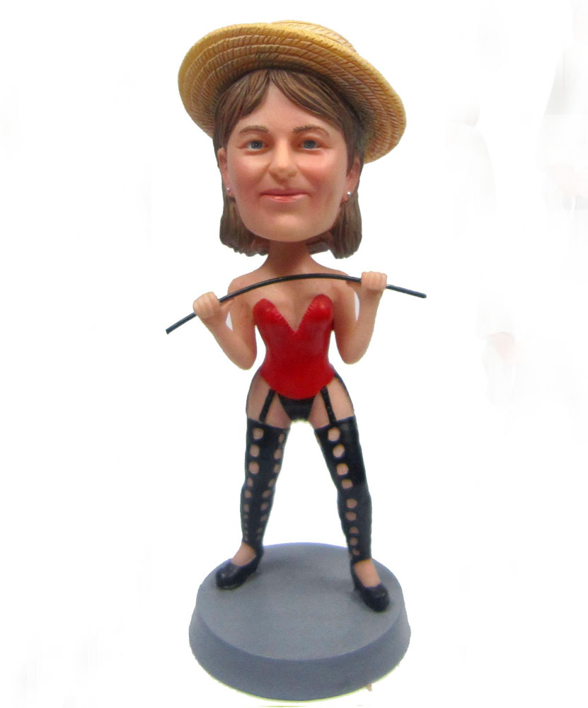 Female sports bobblehead with red underware and black pants G084