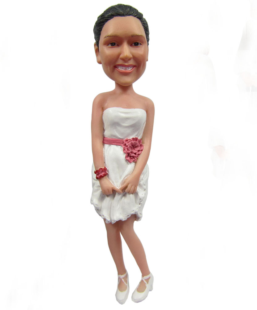Charisma bobblehead of beautiful lady with white formal dress G089