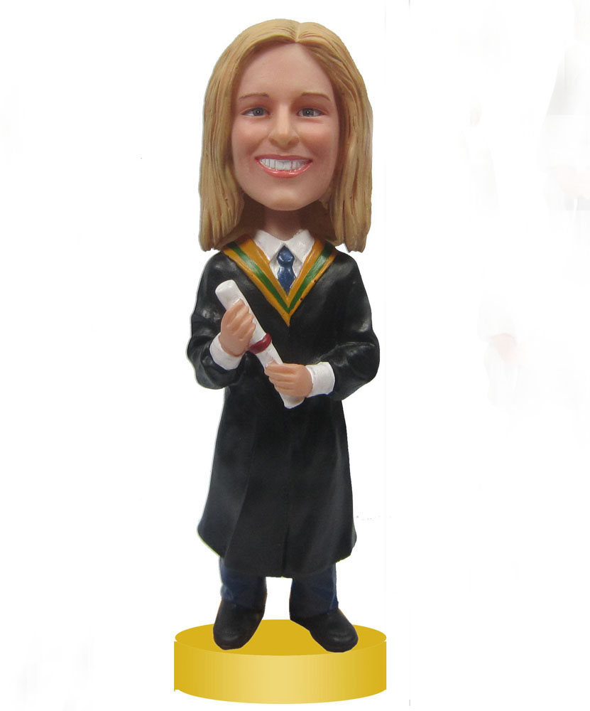 Graduation bobblehead with black bachelor's clothes G101