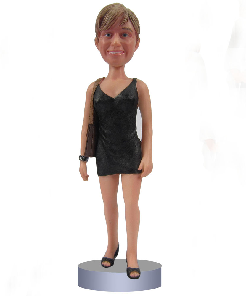 Female special bobbleheads with black dress G107