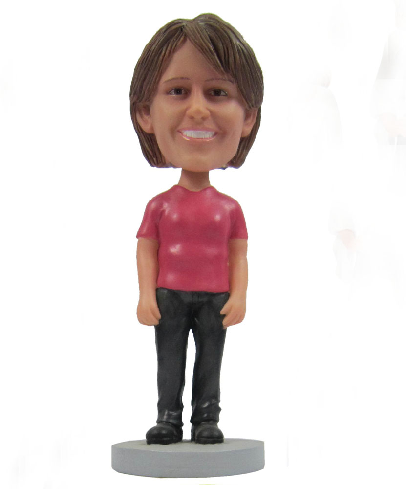 Best bobblehead dressed in red shirt and black trousers G108