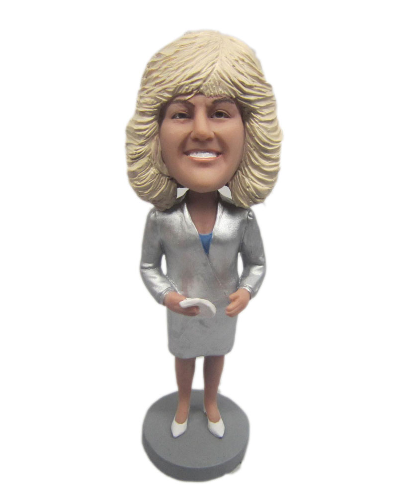 The office bobbleheads with grey uniform and golder hair G110