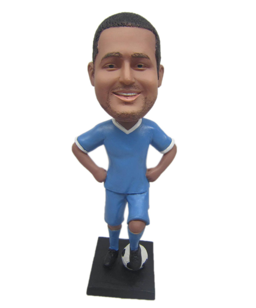 Football bobbleheads dressed in blue sport shirt