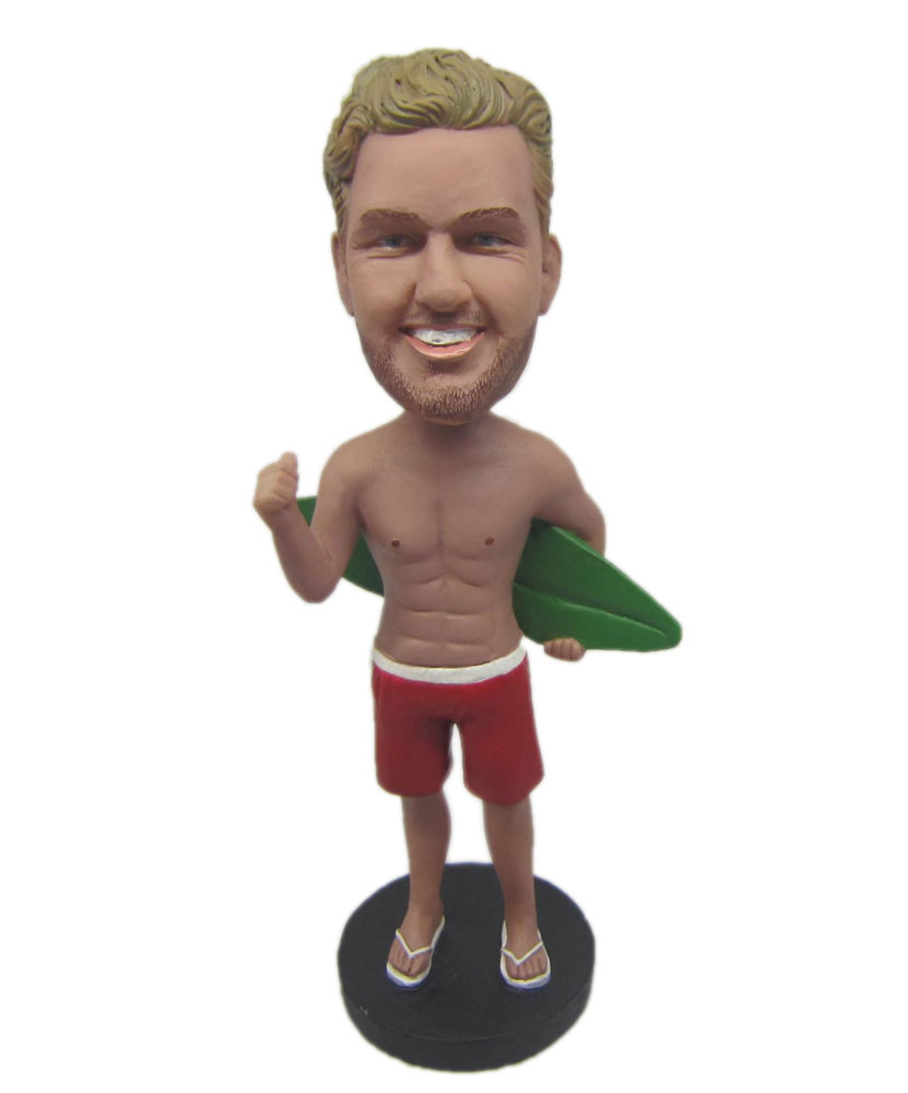 Customized bobbleheads cheap holding green skateboard