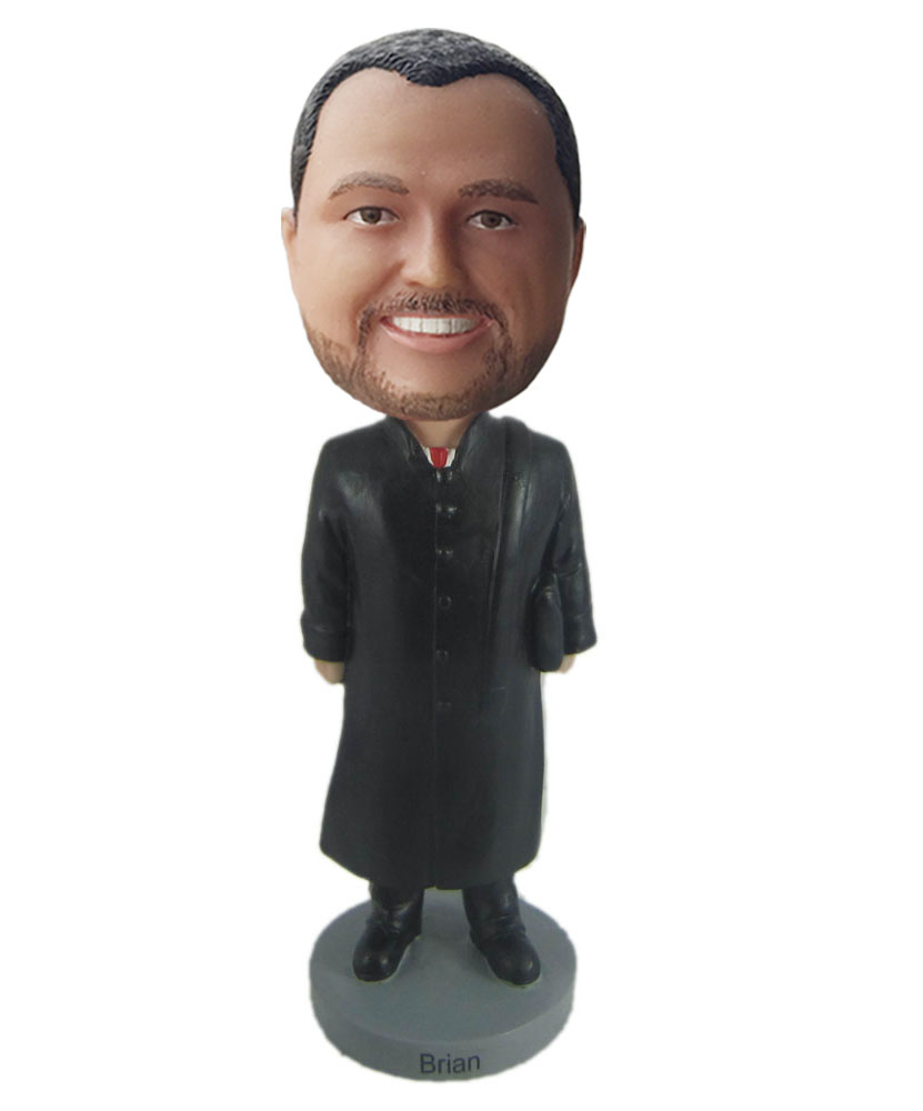 Personalized bobbleheads dress in a black long gown