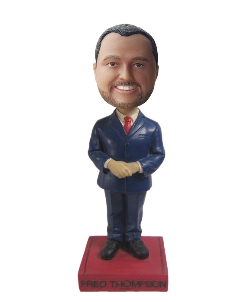 Cheap custom bobbleheads with navy blue suit