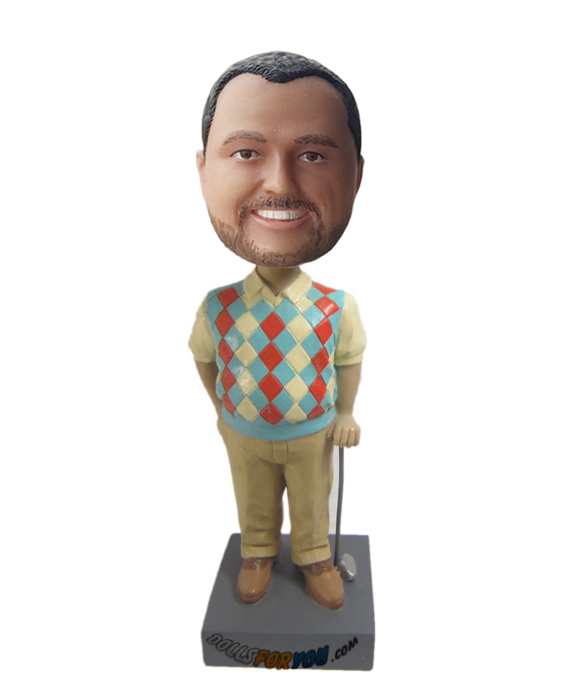 Custom bobble head dolls of male golf player