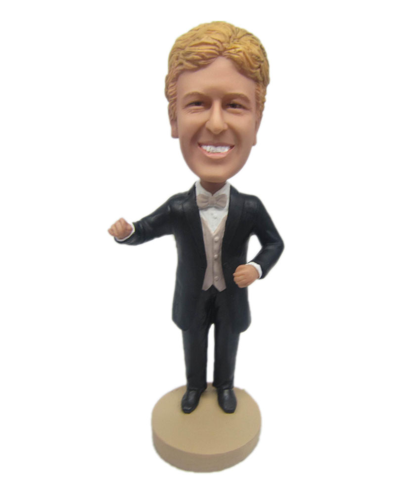 Custom bobblehead dolls yellow hair conductor bobbleheads