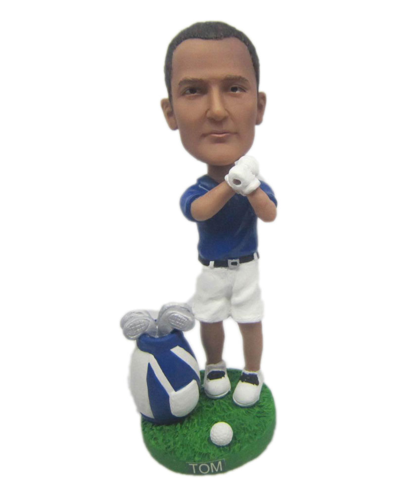 Golfer with bag and clubs bobblehead sports bobble heads