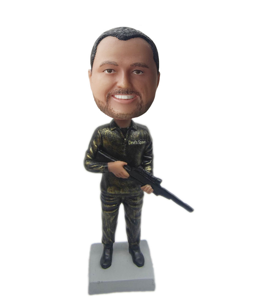 Bobble head shop man with gun bobblehead Doll B305