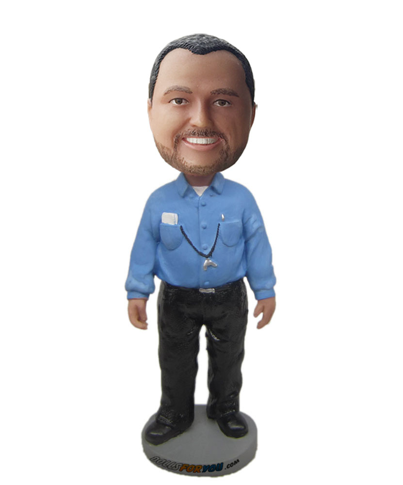 male customizable doll with blue shirt and black trousers  G200