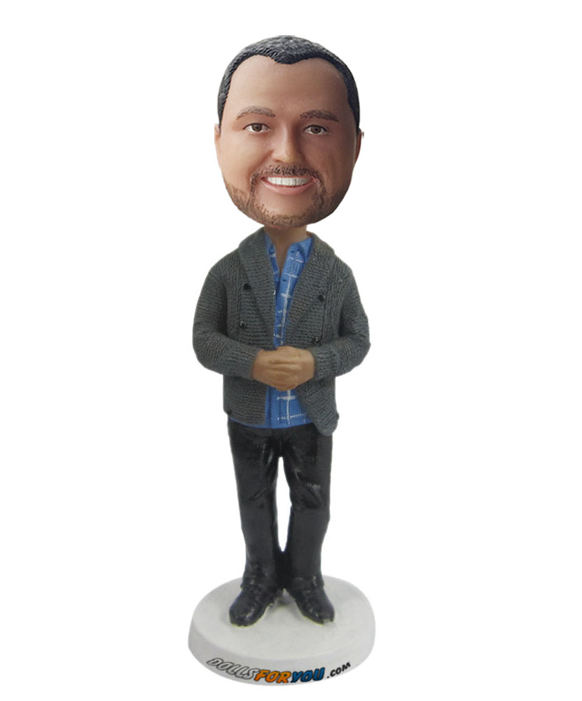 best bobbleheads with grey sweater coat G202
