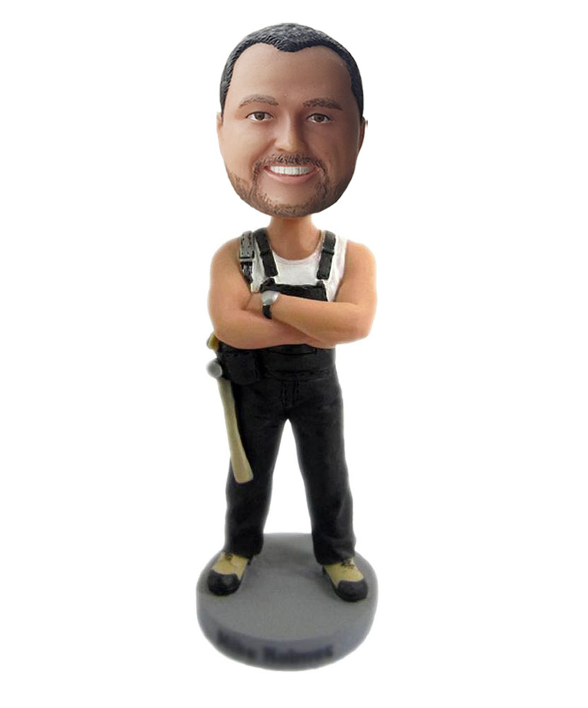 male dashboard bobbleheads with black suspenders G203