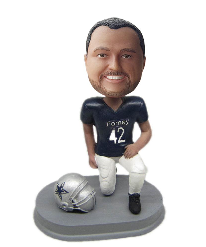 best custom bobblehead with a grey helmet on side G211