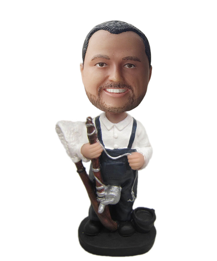 bobblehead dolls custom dressed in black suspenders