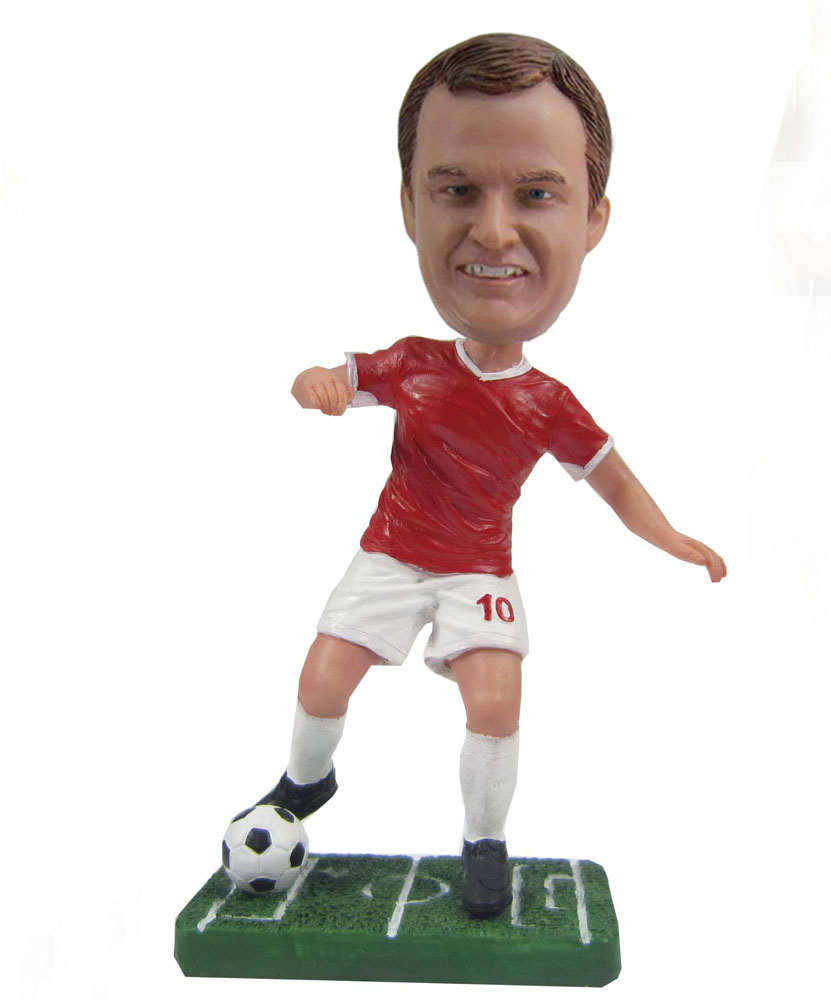 Soccer playing man No.10  bobblehead doll