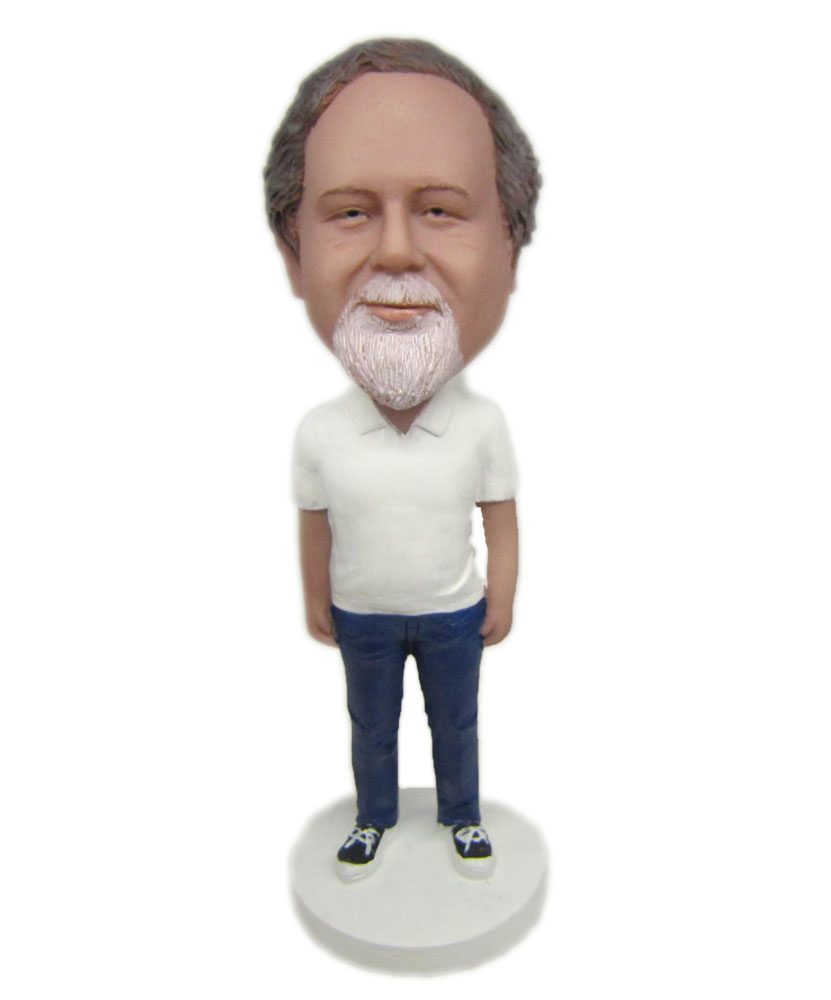 Dad bobblehead with white T-shirt and jeans