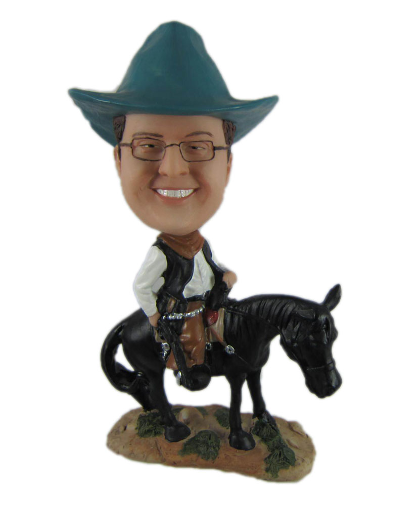 Special bobbleheads riding on a donkey