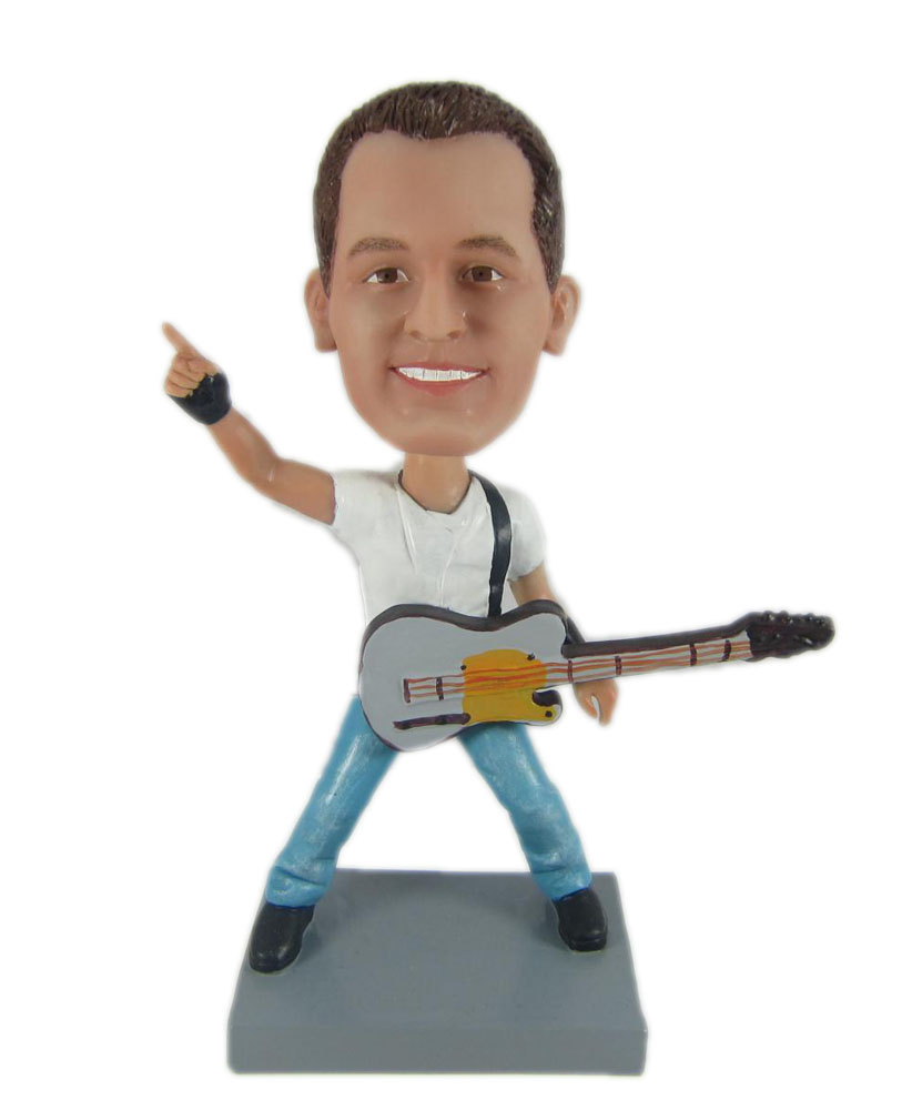 guitar bobblehead dolls with one finger up