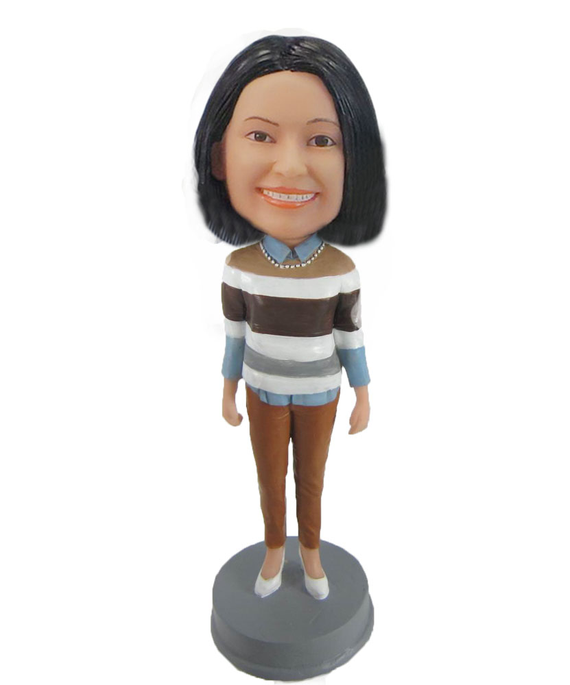 Custom Casual wear Bobble Head Female Casual wear Doll  F966