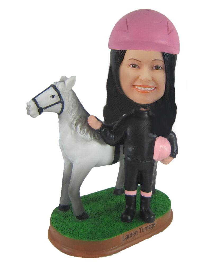 Custom Riding girl  Bobble Head Female Riding girl Doll F928