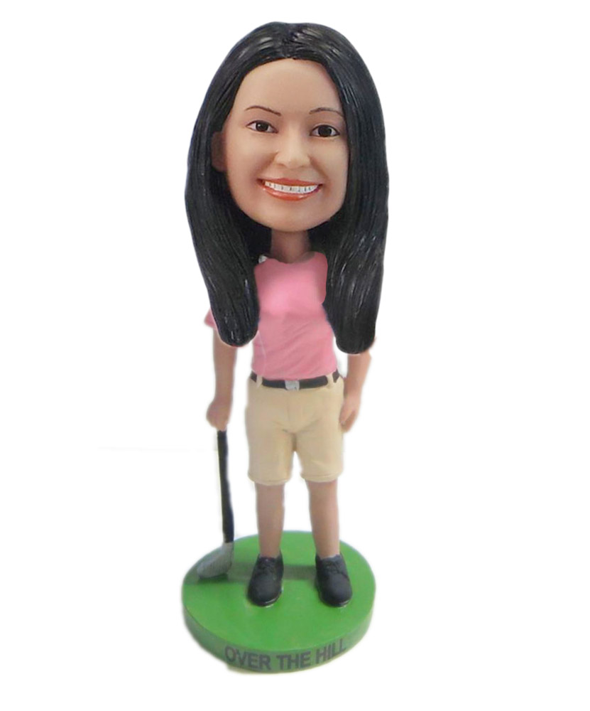 Female Golfer Bobblehead with Club S 158