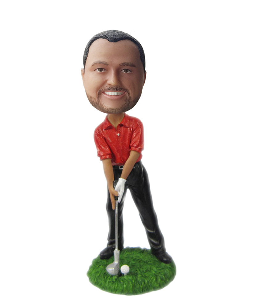 Golfer Leaning On Club bobblehead Doll  S203