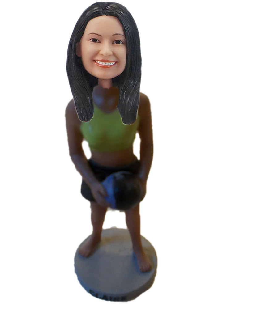 Female Basketball Player With Basketball Bobble Head Doll S226