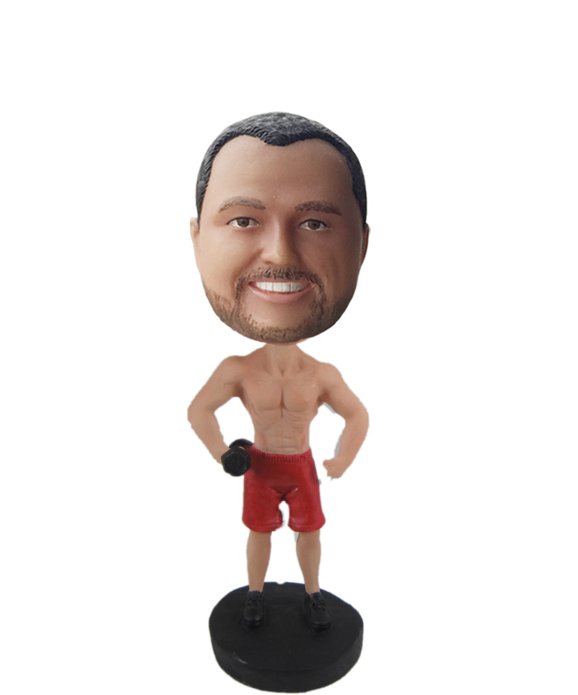 Custom Flexing Muscle Male Bobblehead In Black Speedo S302