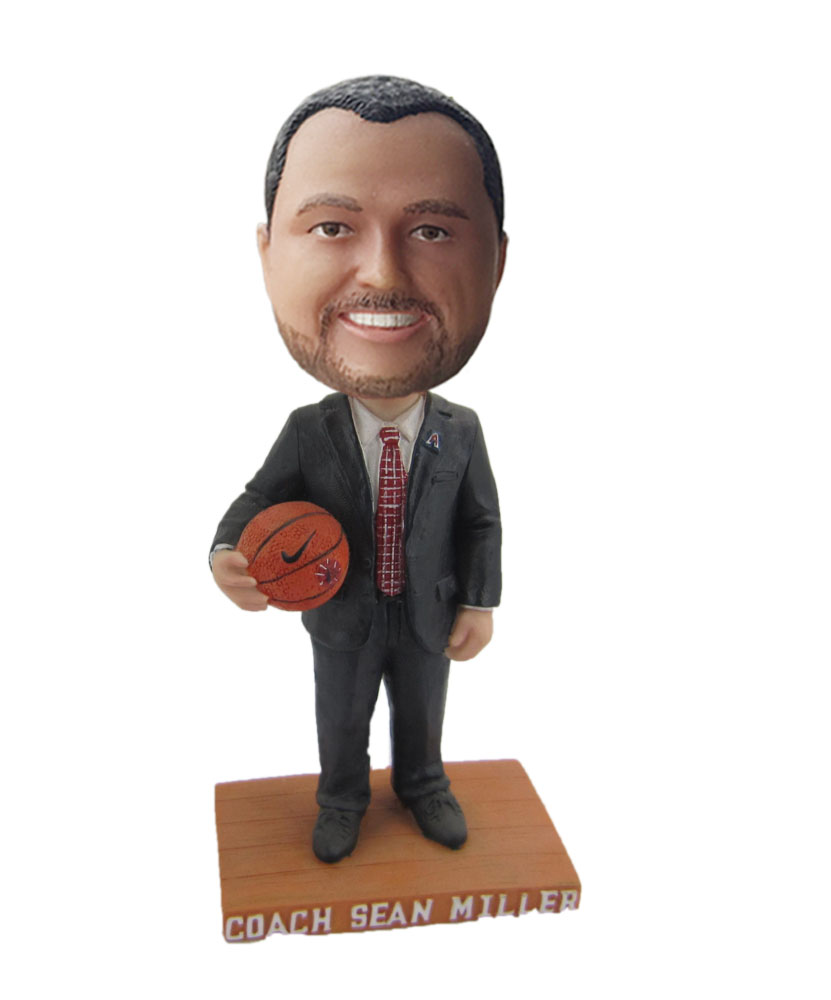 Custom male Bobblehead doll Clutching A Basketball S452