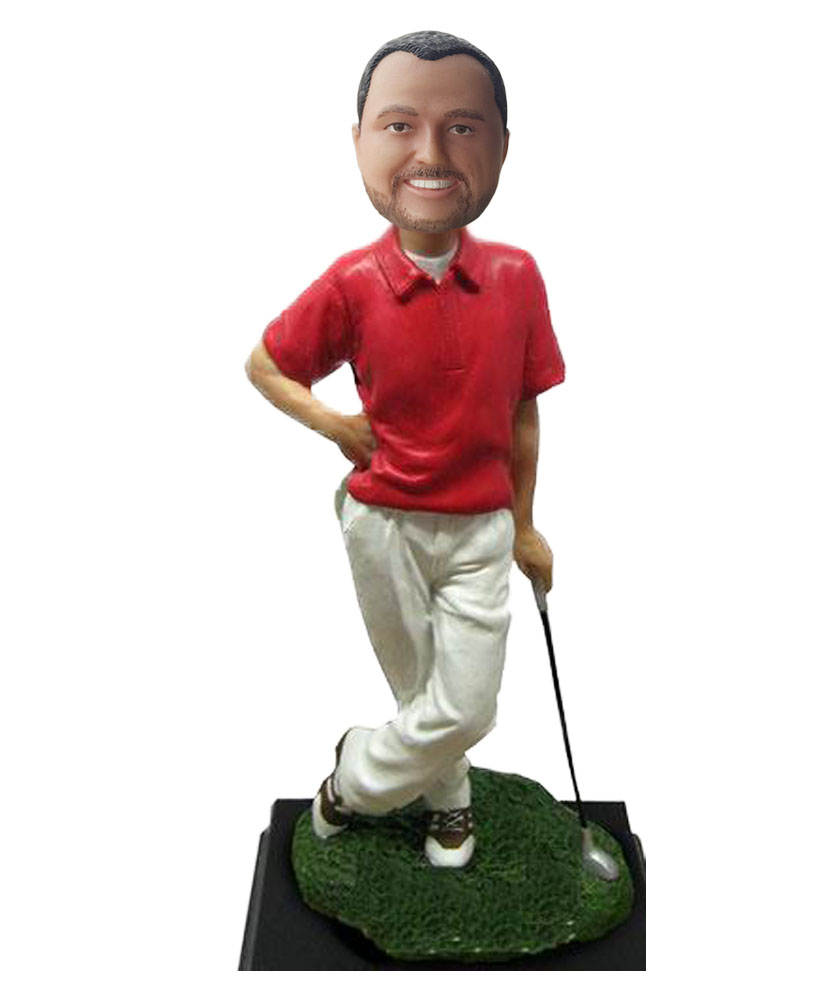 Casual Dress Male Lean On The Golf Club Bobblehead S634