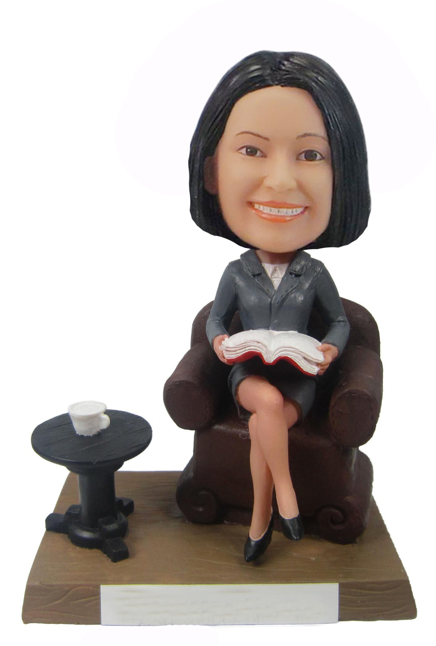 Female Bushiness Skirt Suit With Chair Bobble heads