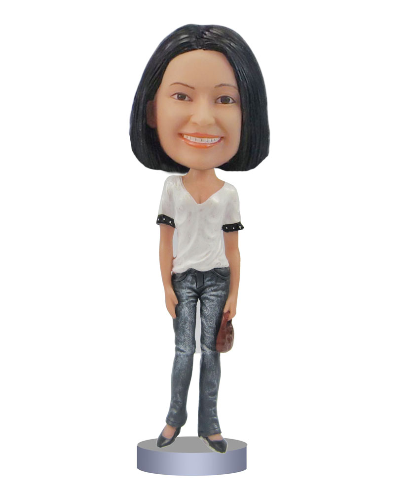 Fashionably jean female bobblehead