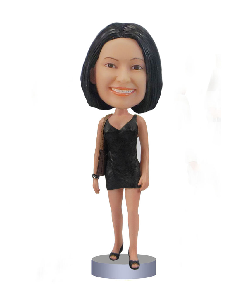 Female short dress bobbleheads bobble head drawings