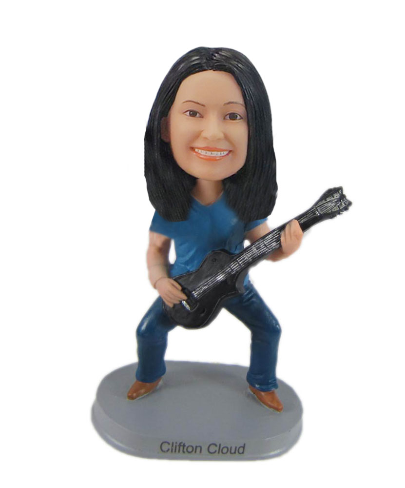 Female guitarist ustomized bobblehead F7903