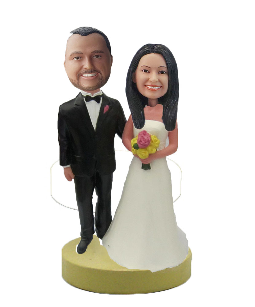 Personalized Wedding Bobbleheads In Beautilful Dress W432